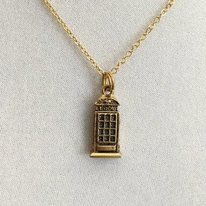 Miniature Telephone Booth London Phone Booth Payphone Phone Box Charm Necklace